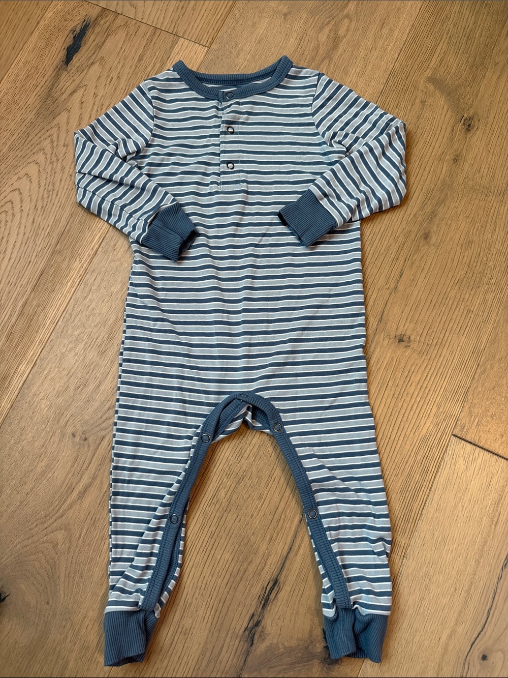 Sweet Bamboo Baby Boy Striped Blue & White Baby One-Piece Romper